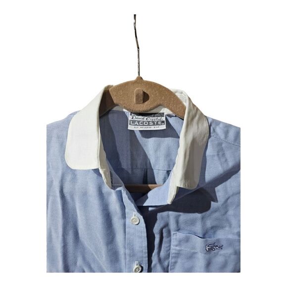 70s Vintage DAVID CRYSTAL LACOSTE Blue White Short Sleeve Dress - Size 8 - Picture 5 of 10